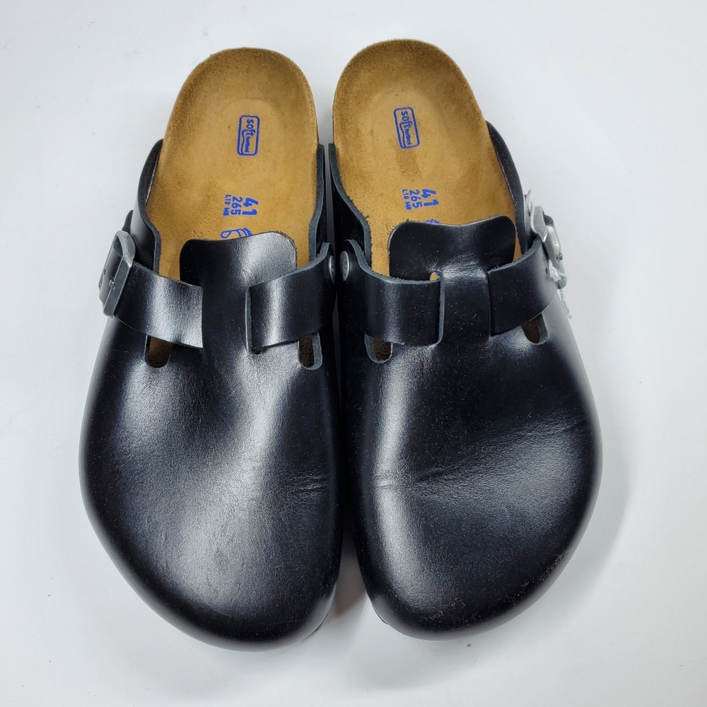 Birkenstock Boston Amalfi Black Leather Clogs